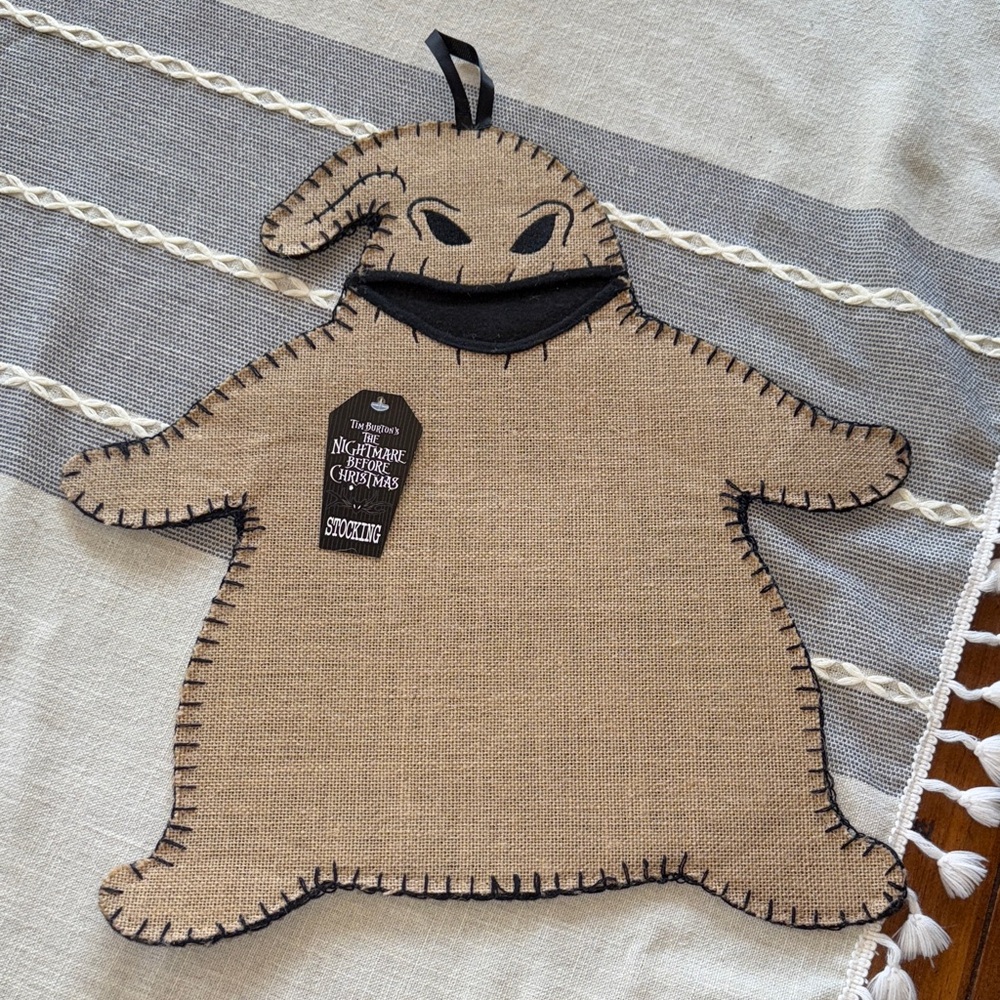 Disney Oogie Boogie Burlap Holiday Stocking - Tan and Black